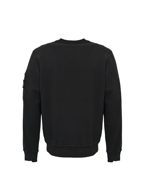 Felpa 6100019 in cotone con tasca in ripstop Black STONE ISLAND | 6100019S0410V0029